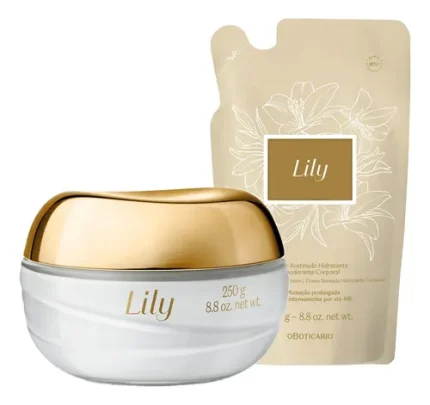 Combo Creme Acetinado Hidratante Desodorante Corporal Lily 250g + Refil 250g